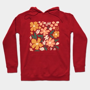 Blooming Garden on Mahogany Red Hoodie